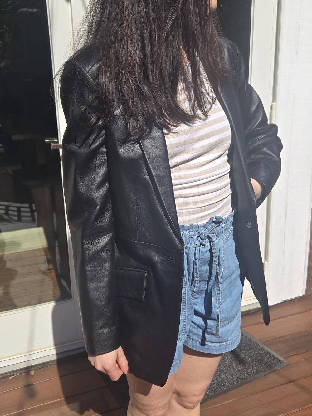 Walter Baker Black Leather Blazer Jacket